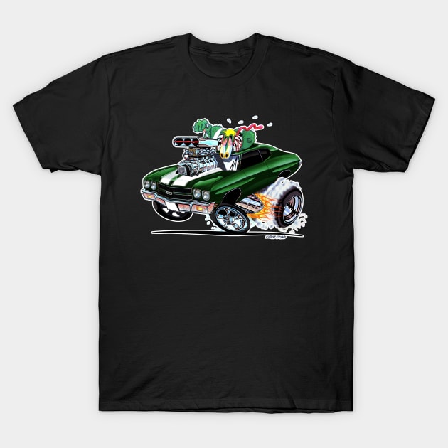 MONSTER MUSCLE 70 Chevelle Green T-Shirt by vincecrain